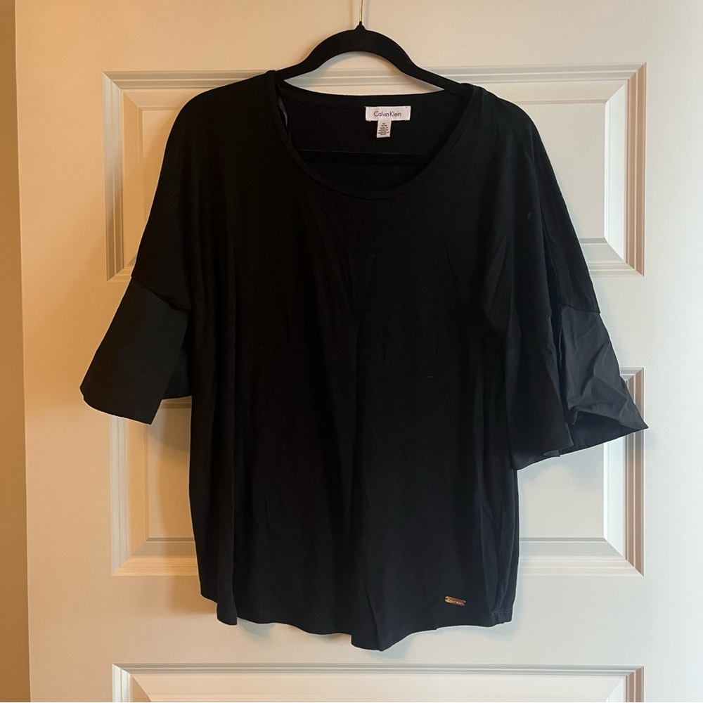 Calvin Klein Flutter Sleeve Blouse
